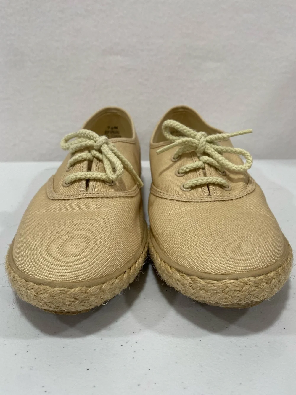 Grasshoppers by Keds Cushions Beige Canvas Lace-Up Espadrilles 7.5